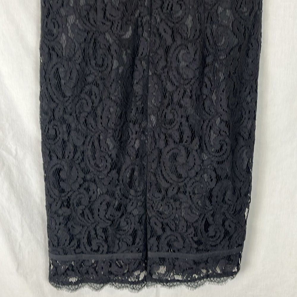 Adrianna Papell Black Lace Knee Length Cocktail Dress - Picture 7 of 8
